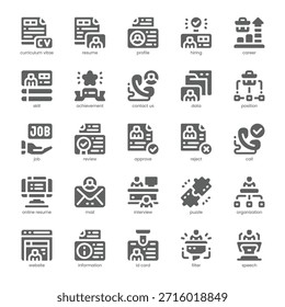 Curriculum Vitae Icon-Paket für Ihre Website, Handy, Präsentation und Logo-Design. Lebenslauf Icon solides Design. Vektorgrafik-Illustration und bearbeitbarer Strich.