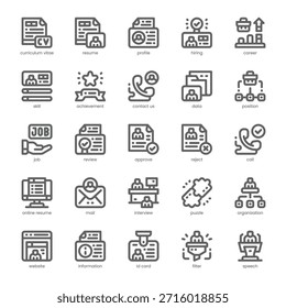 Curriculum Vitae Icon-Paket für Ihre Website, Handy, Präsentation und Logo-Design. Curriculum Vitae Icon Umrissdesign. Vektorgrafik-Illustration und bearbeitbarer Strich.