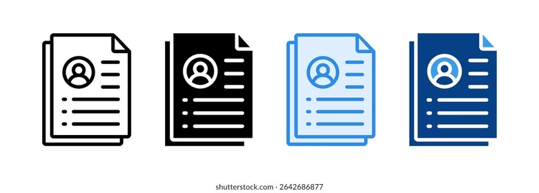 Curriculum Vitae Icon Set Multiple Style Collection