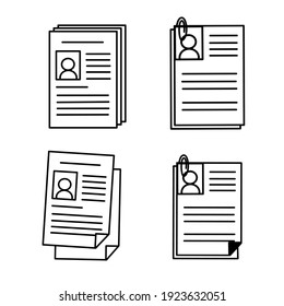 Curriculum vitae icon set. Profile icons. Simple flat design. CV icon pack.