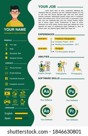 Curriculum vitae for interview job as a designer graphic, photographer and videographer