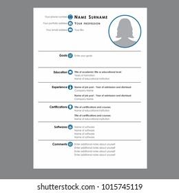Curriculum vitae for job