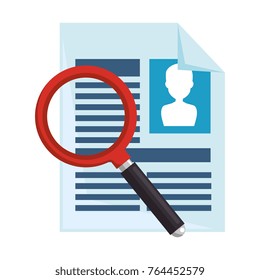 curriculum vitae with magnifying glass