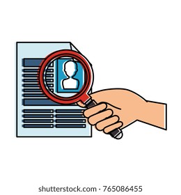 curriculum vitae with magnifying glass