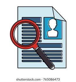 curriculum vitae with magnifying glass