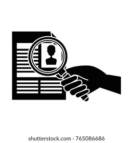 curriculum vitae with magnifying glass