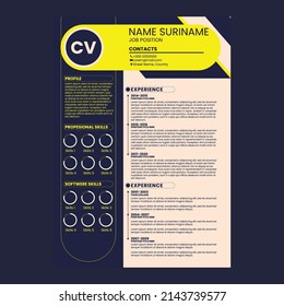Curriculum Vitae minimalist elegant blue yellow color