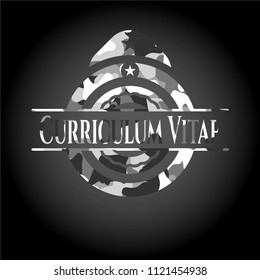 Curriculum Vitae on grey camo pattern