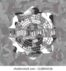 Curriculum Vitae on grey camouflaged pattern