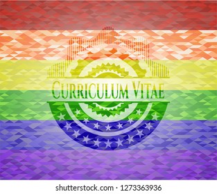 Curriculum Vitae on mosaic background with the colors of the LGBT flag
