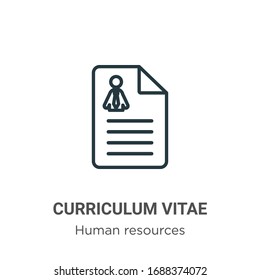 Curriculum vitae outline vector icon. Thin line black curriculum vitae icon, flat vector simple element illustration from editable human resources concept isolated stroke on white background