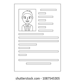 curriculum vitae with photo of man isolated icon