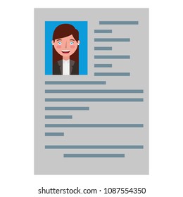 curriculum vitae with photo of woman isolated icon