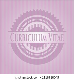 Curriculum Vitae pink emblem. Retro