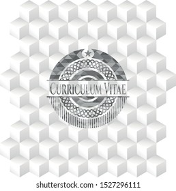 Curriculum Vitae realistic grey emblem with geometric cube white background