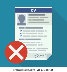 Curriculum Vitae refused (flat design)