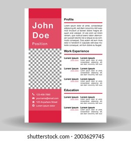 Curriculum vitae simple design vector template