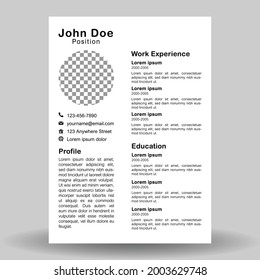 Curriculum vitae simple design vector template