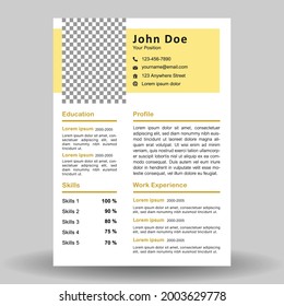 Curriculum vitae simple design vector template