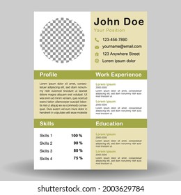 Curriculum vitae simple design vector template