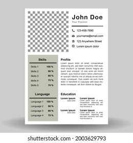 Curriculum vitae simple design vector template