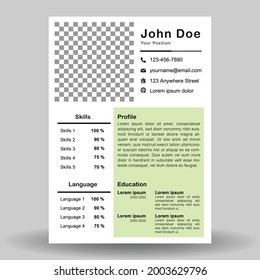 Curriculum vitae simple design vector template