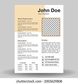 Curriculum vitae simple design vector template