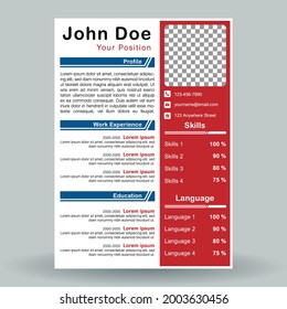 Curriculum vitae simple design vector template