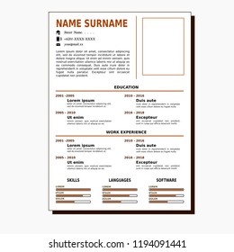 Curriculum Vitae Simple Template Stock Vector (Royalty Free) 1194091441