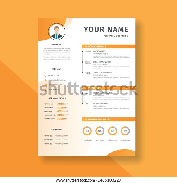 Curriculum Vitae Template Yellow Gradation Background Stock Vector ...