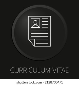 Curriculum vitae Vektorsymbol auf 3D-Schaltfläche einzeln auf schwarzem Hintergrund. Premium-Vektorgrafik.