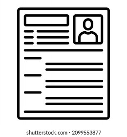Icono De Esquema De Vector Vitae De Currículum Aislado En Fondo Blanco

