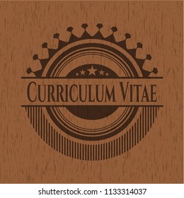 Curriculum Vitae wooden emblem. Retro