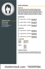 Curriculum vitae with yellow decoration
