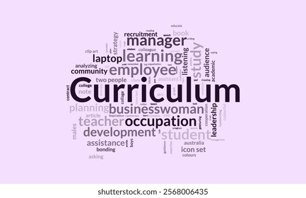 Curriculum word cloud template. Curriculum concept vector tagcloud background.