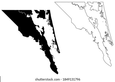 Currituck County, North Carolina State (U.S. County, United States Of America, USA, U.S., US) Map Vector Illustration, Scribble Sketch Currituck Map