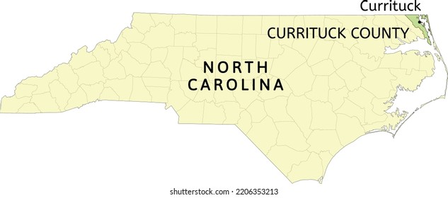 Currituck County And Unincorporated Community Of Currituck Location On North Carolina State Map