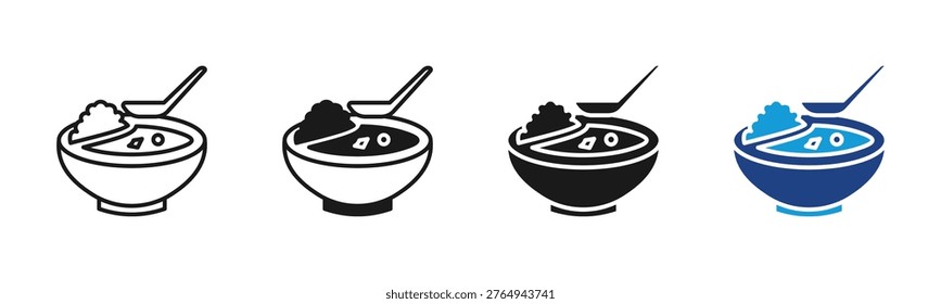 Curry Bowl icon set multiple style collection