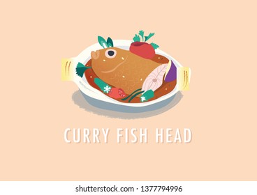 Curry Fish Head Illustration