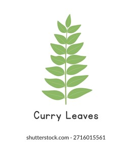 Ilustración vectorial plana de la historieta de las hojas del curry aislada en el fondo blanco