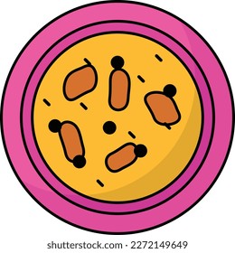 Curry Pakora Masala Platter Concept, Indian curries vector outline color icon design, Asian Cuisine symbol, Famous Dish Sign, Street Food stock illustration