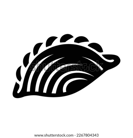 Curry puff (karipap) black and white icon symbol. Malaysia favorite street food snack with curried fillings. Editable EPS 10 graphic isolated on white background