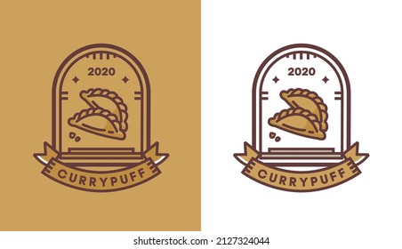 diseño de logotipo de puff curry, logotipo de torta húmeda vintage moderna para café, adecuado para el negocio de la comida y bebida