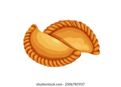 Curry puff,Argentine empanada isolated on white background. Vector eps 10