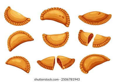 Curry puff,Argentine empanada isolated on white background. Vector eps 10