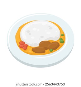 Curry Rice Emoji Icon Illustration. Kare Raisu Vector Symbol Emoticon Design Doodle Vector.