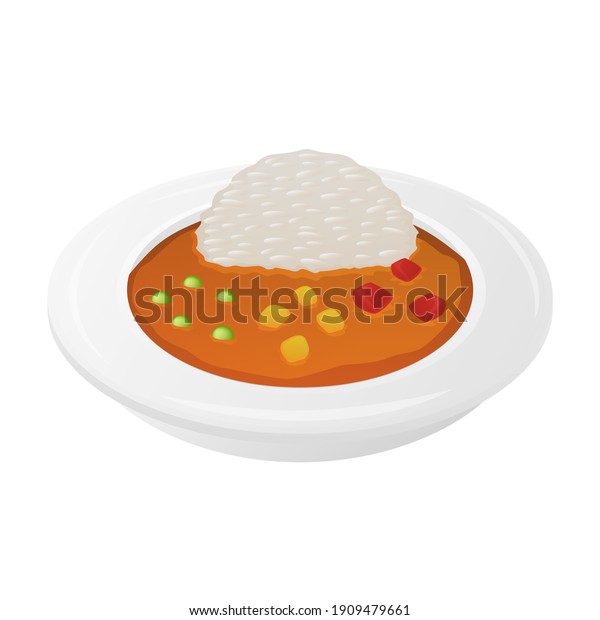 Curry Rice Emoji Vector Design Indian เวกเตอร์สต็อก (ปลอดค่าลิขสิทธิ์