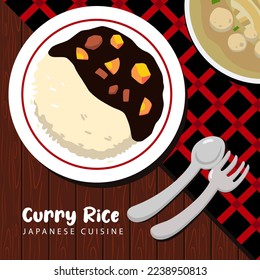 curry rice flat style illustration vector design