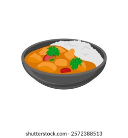 Curry Rice, Indian Symbol Vector Illustration