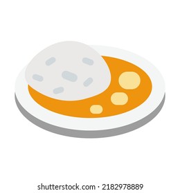 Icono de vector de curry y arroz diseño plano aislado en fondo blanco. Alimentos para curas y arroz